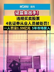 证监会严惩4名违规证券从业人员，天价罚单敲响规范执业警钟